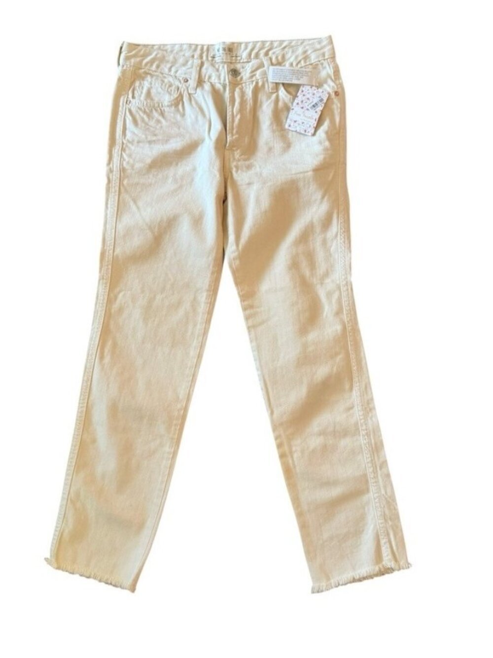 We The Free Woman's Sz 25 Denim Neutral Boyfriend Jeans Button Fly Raw Hem